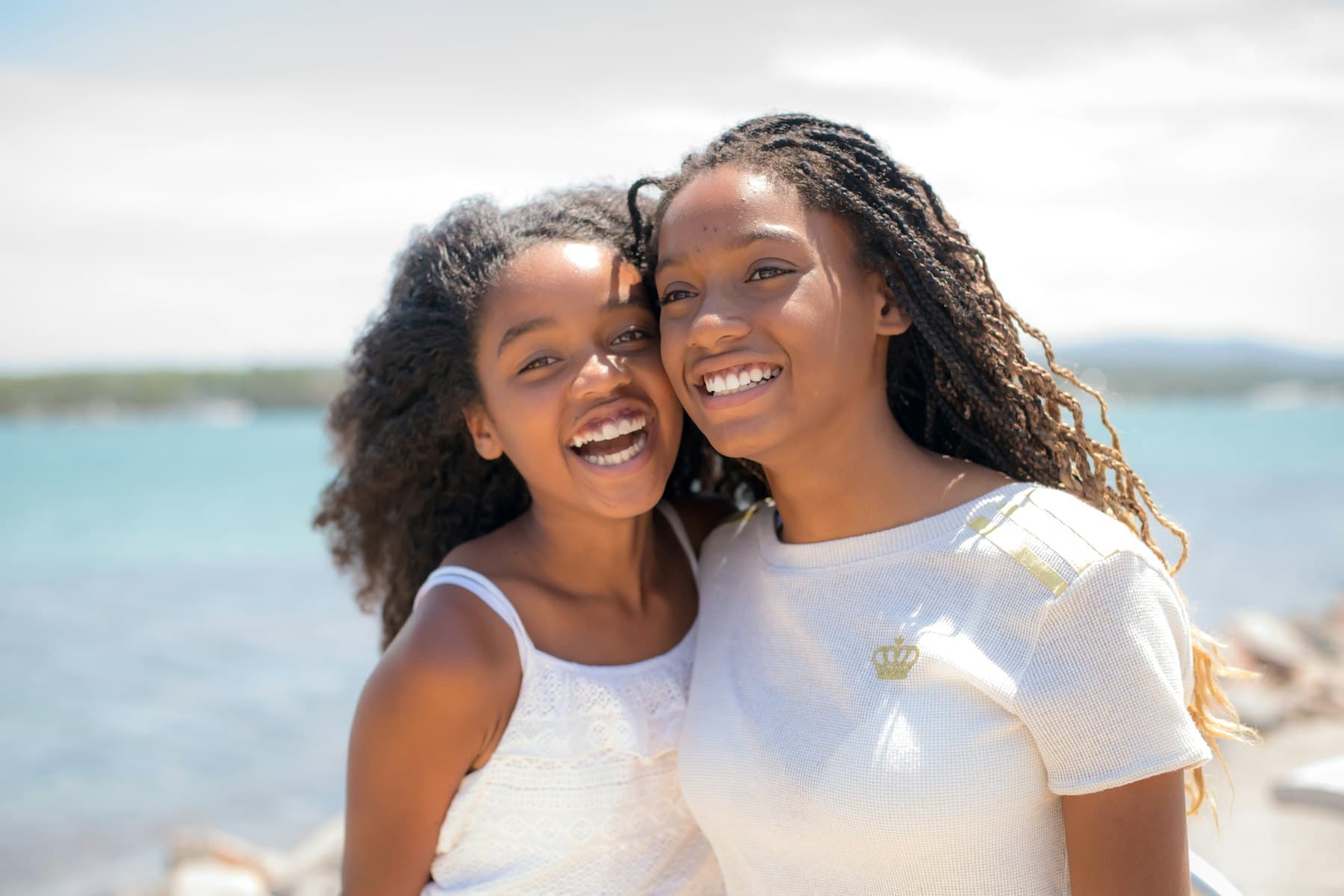 Two women smiling