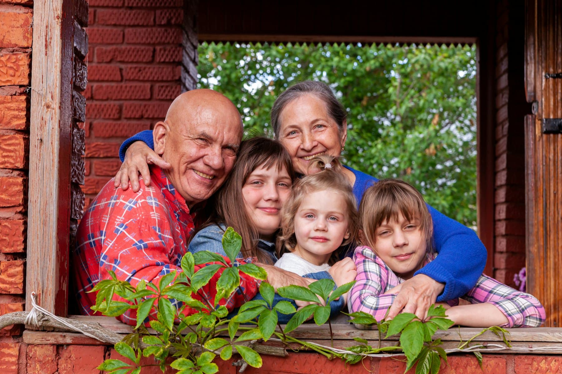 A family posing together for a picture